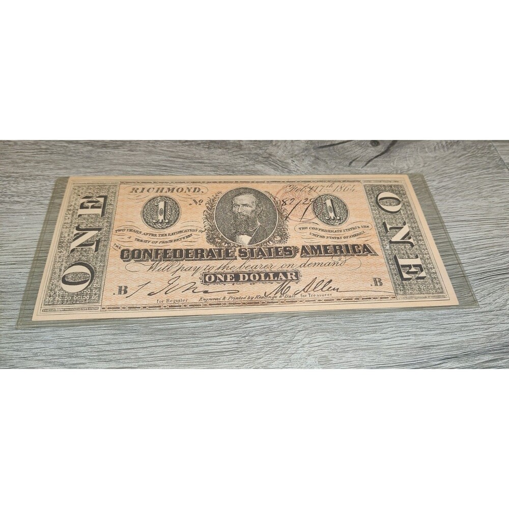 1864 Confederate States of America $1 Dollar Richmond Facsimile Bank Note